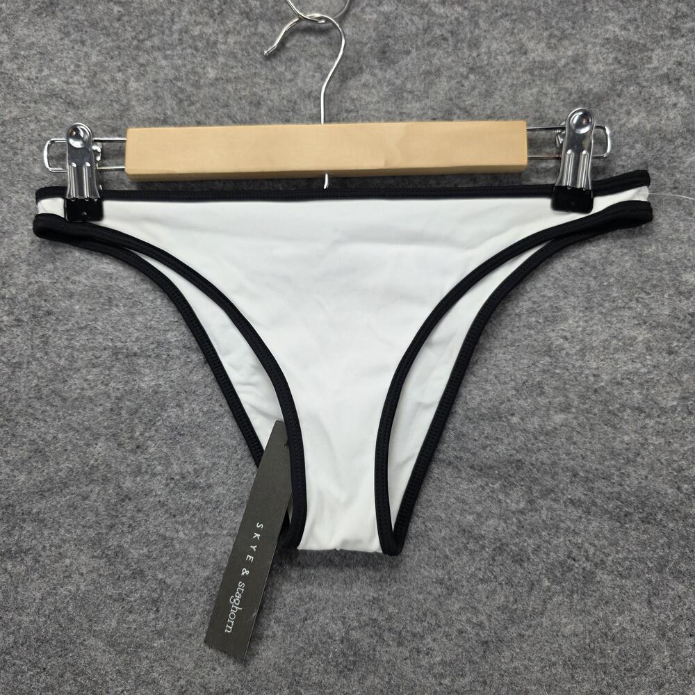 Skye & Staghorn Bikini Bottom Brief Womens Small White Black Lycra Swim